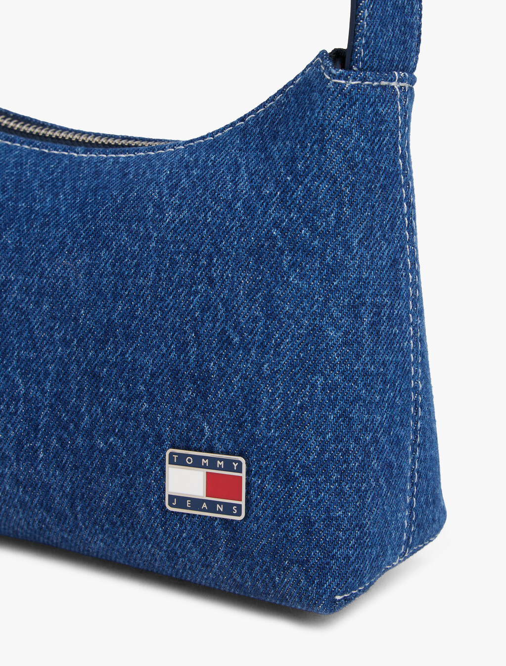 Logo Plaque Denim Shoulder Bag, Denim, hi-res