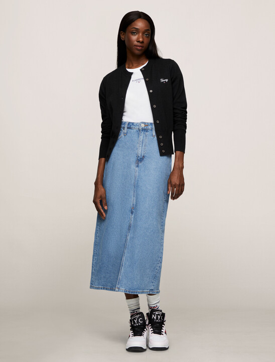 Script Logo Round Neck Cardigan