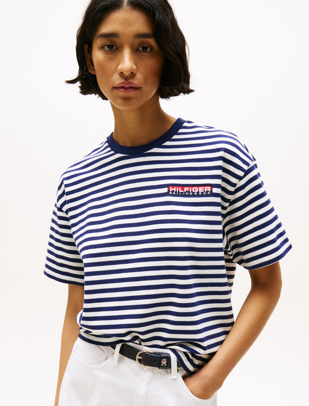 Hilfiger Sailing Breton Stripe Relaxed T-Shirt, Yale Navy Stripe, hi-res