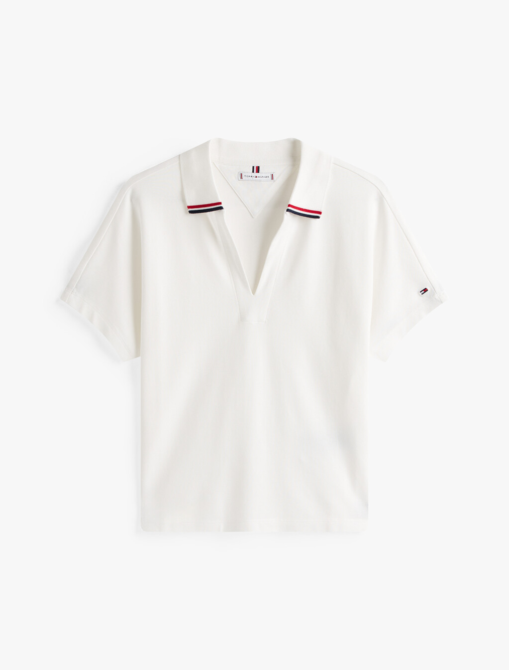 萊賽爾對比色開領 Polo 衫, Ecru, hi-res