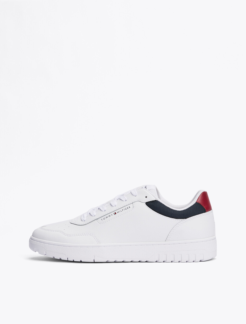 Mixed Texture Basketball Trainers, White, hi-res