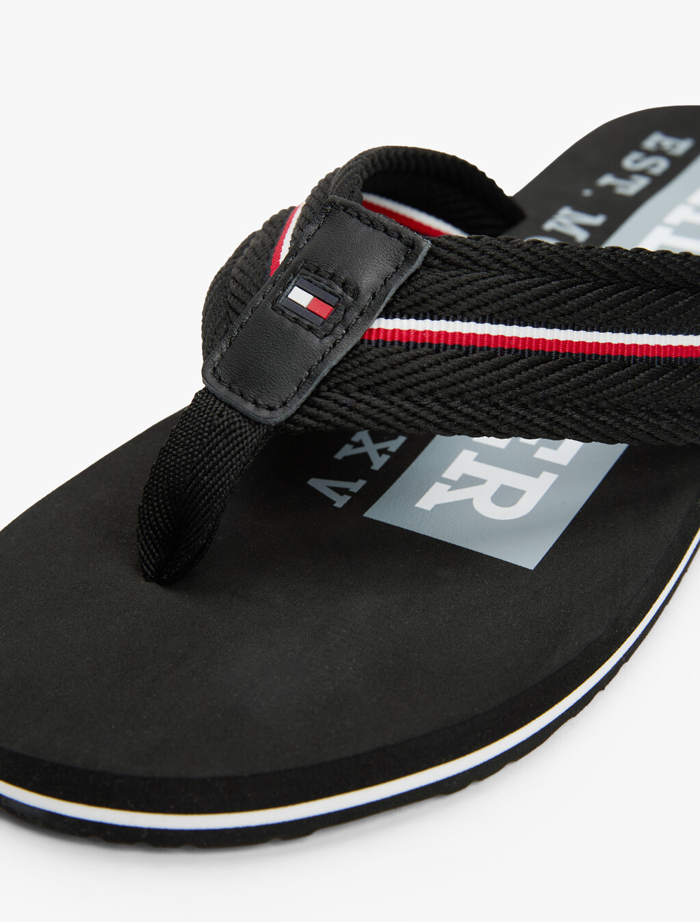 Signature Tape Webbing Flip-Flops, Black, hi-res