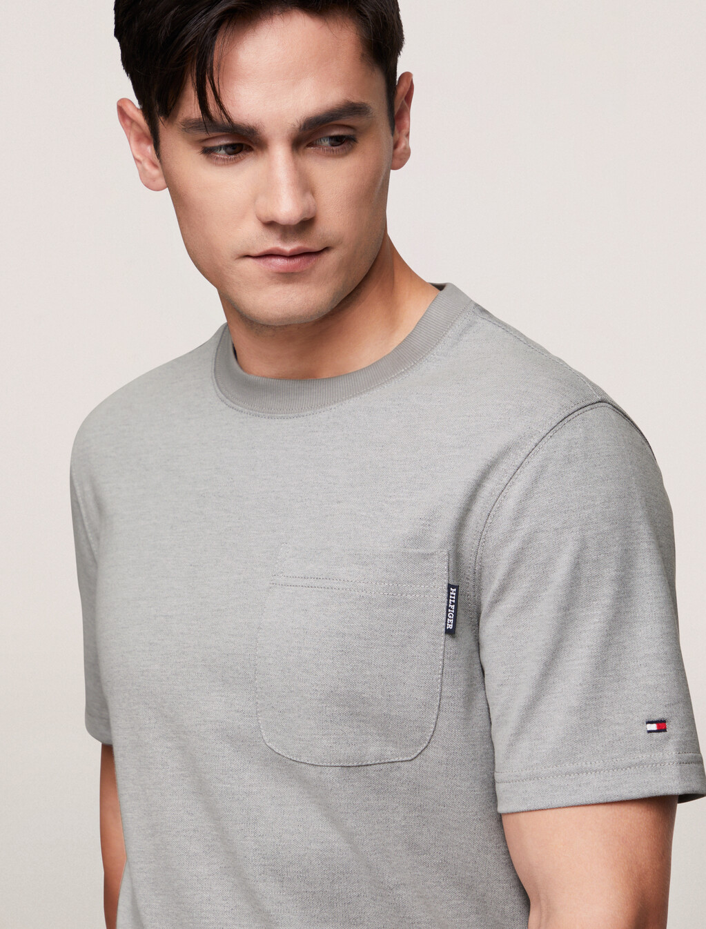 Stretch Cotton Pocket T-Shirt, Light Grey Heather, hi-res