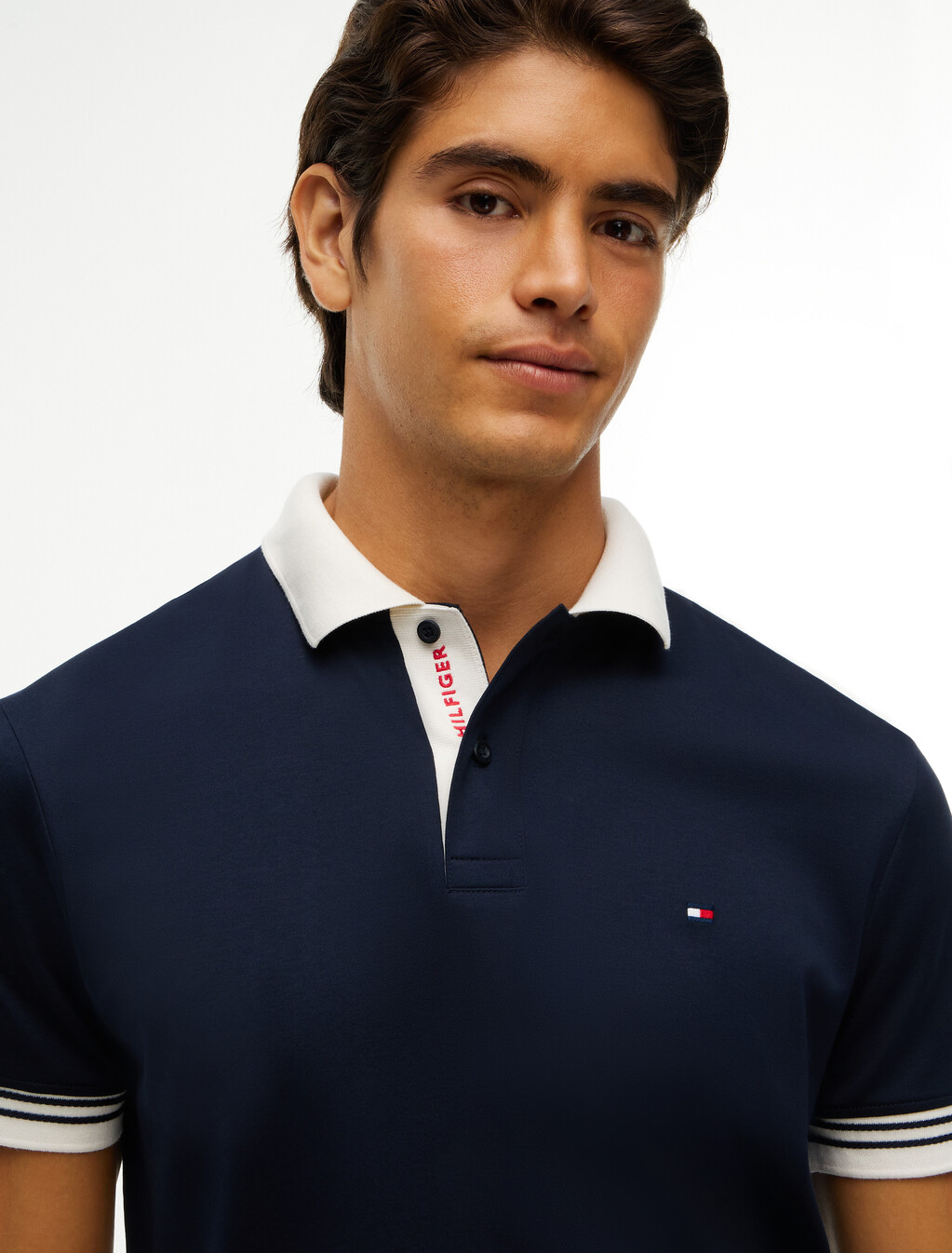 Regular Fit Interlock Contrast Polo Shirt, Navy Blue, hi-res