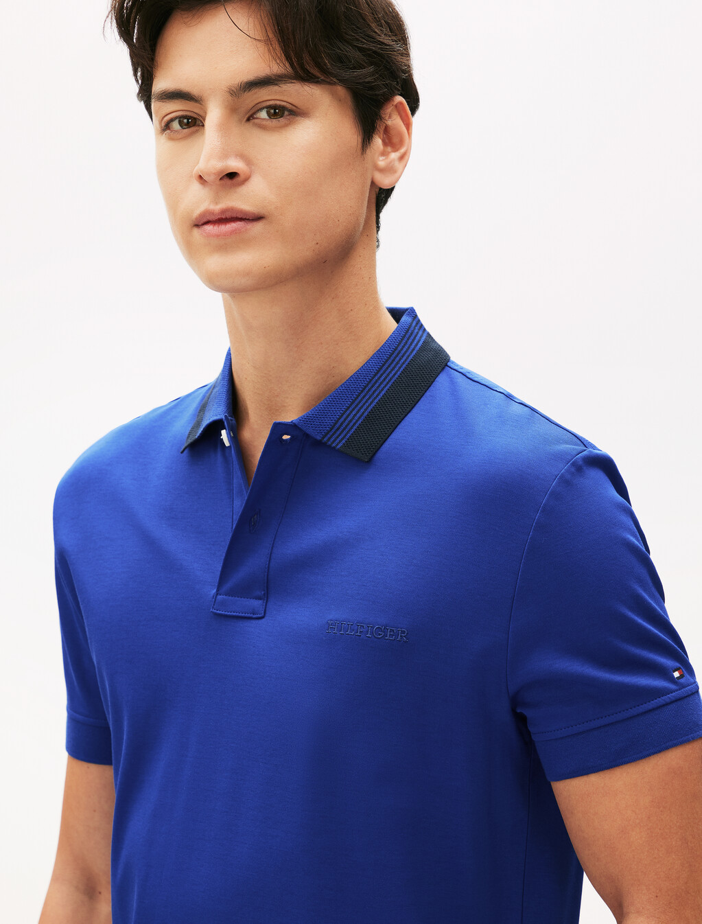 Interlock Contrast Collar Polo, Wedge Blue, hi-res