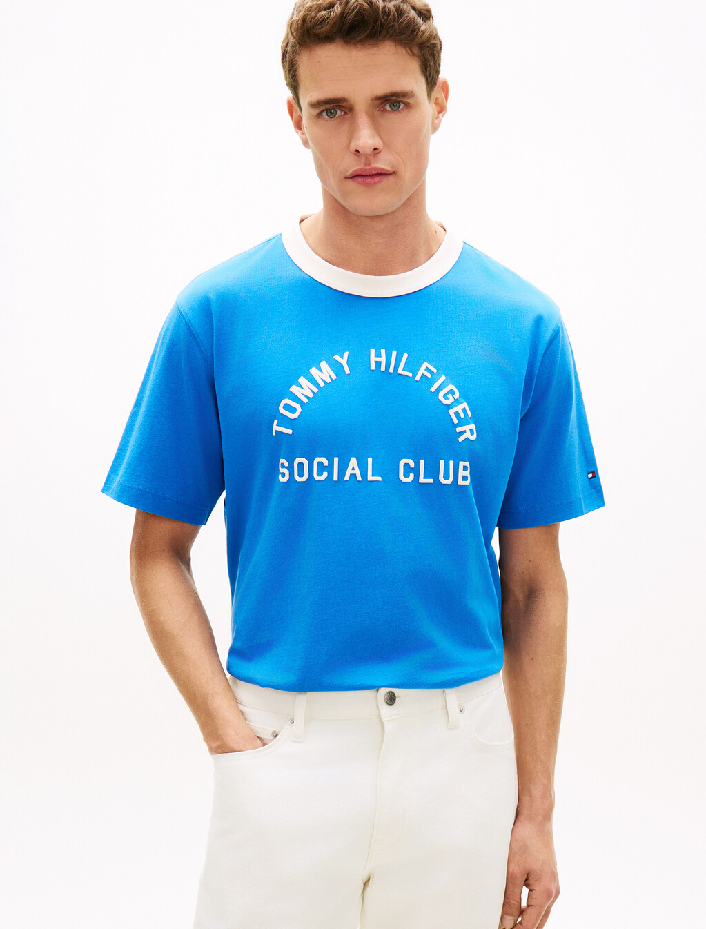 Contrast Crew Neck Relaxed Jersey T-Shirt, Blue Orbit, hi-res