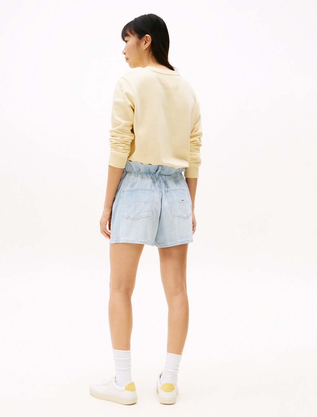 Loose Paperbag Denim Shorts, Denim Medium, hi-res