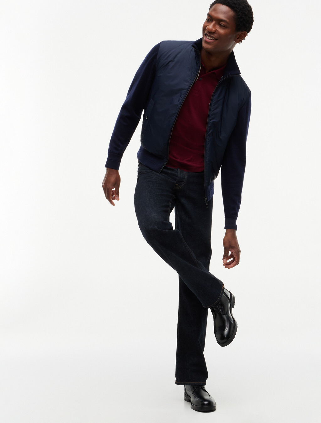New York Label Wool Blend Jacket, Navy Blue, hi-res