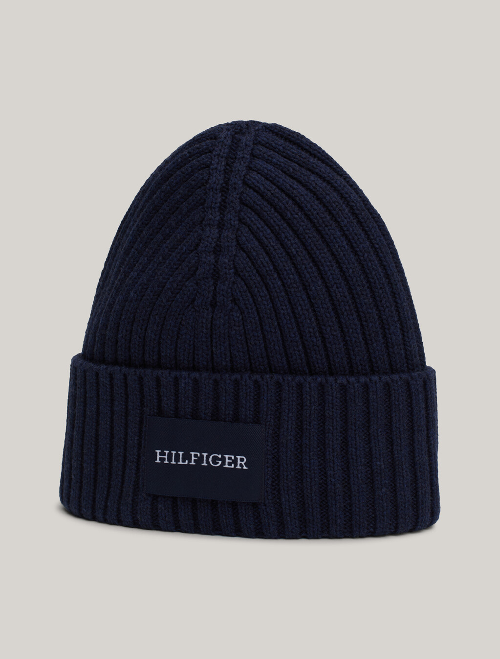 Hilfiger Monotype Rib-Knit Beanie with Wool, Space Blue, hi-res