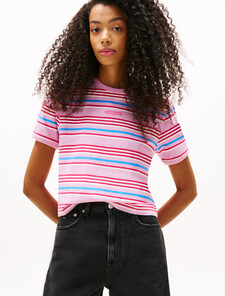 Script Logo Stripe T-Shirt, Carnival Pink / Stripe, hi-res