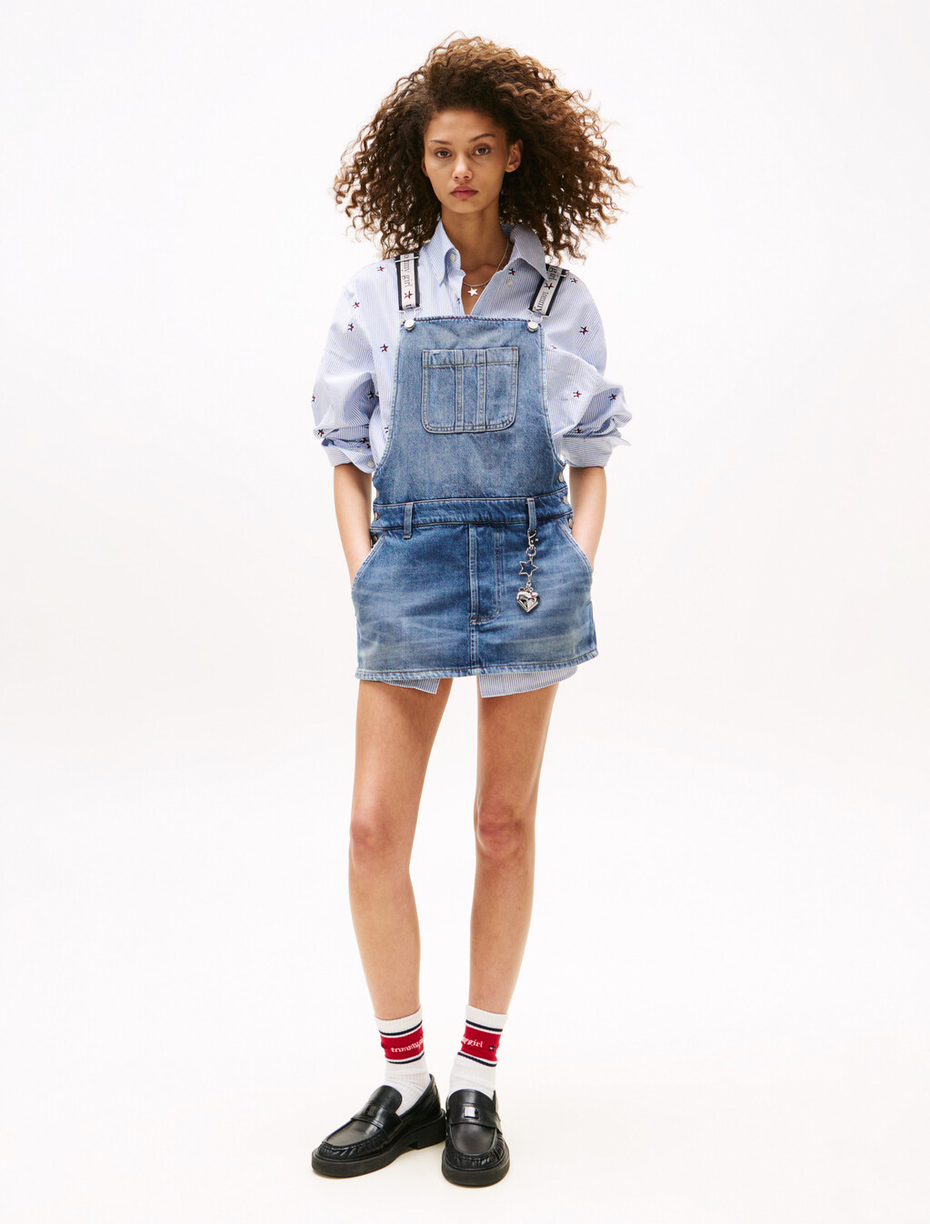 Tommy Girl 迷你牛仔吊帶連身裙, Indigo Wash / Ecru, hi-res