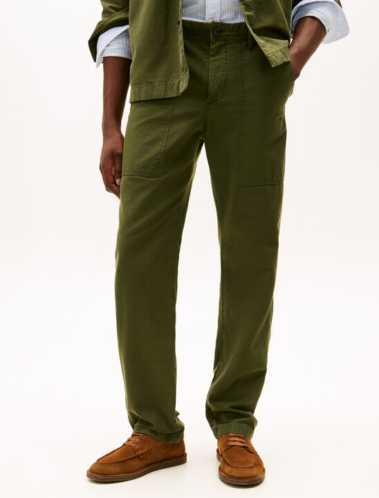 Washed Textured Sateen Utility Trousers