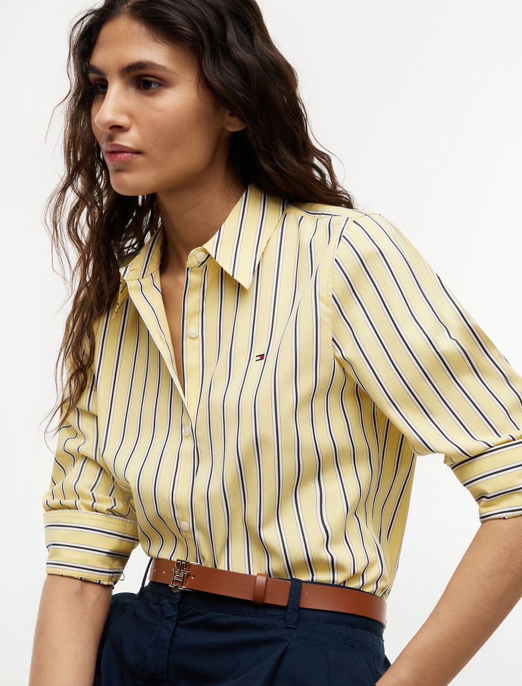 Regular Fit Flag Embroidery Poplin Shirt, Liquorice Stp Citronella, hi-res