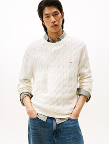 Pure Wool Cable Knit Jumper, Ivory Petal, hi-res