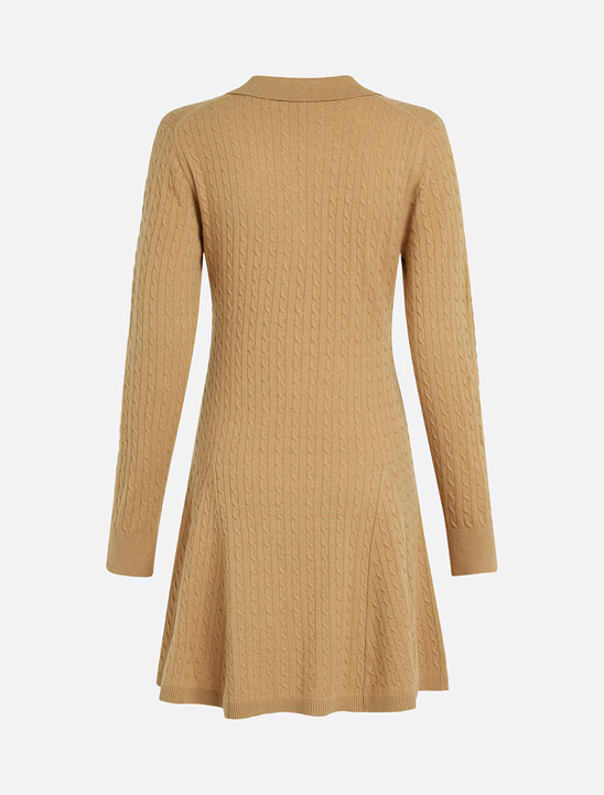 Asia Fit Cable Knit Mini Polo Dress