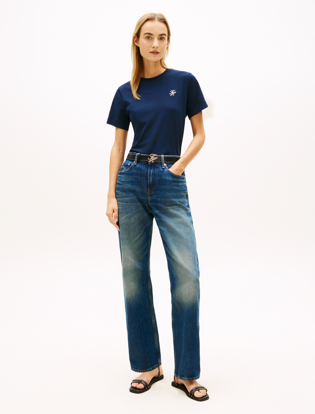 Logo Embroidery Jersey Crew Neck T-Shirt, Dark Night Navy, hi-res