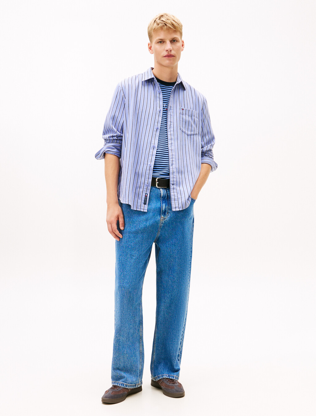 Relaxed Fit Stripe Twill Shirt, Nordic Iris/Stripes, hi-res