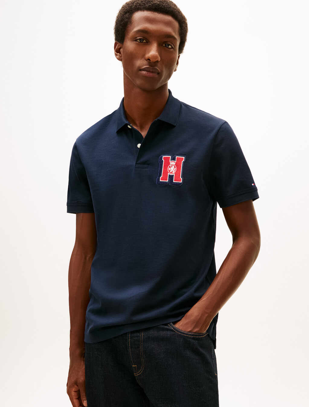 Regular Fit Appliqué Honeycomb Polo Shirt, Desert Sky, hi-res