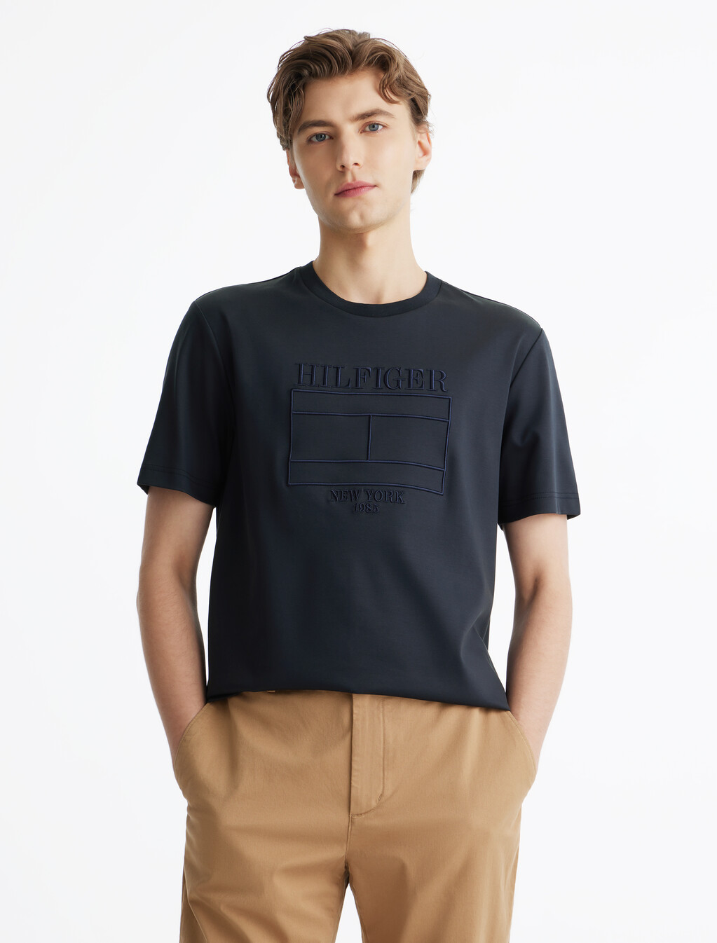 Hilfiger Flag Embroidery T-Shirt, Desert Sky, hi-res