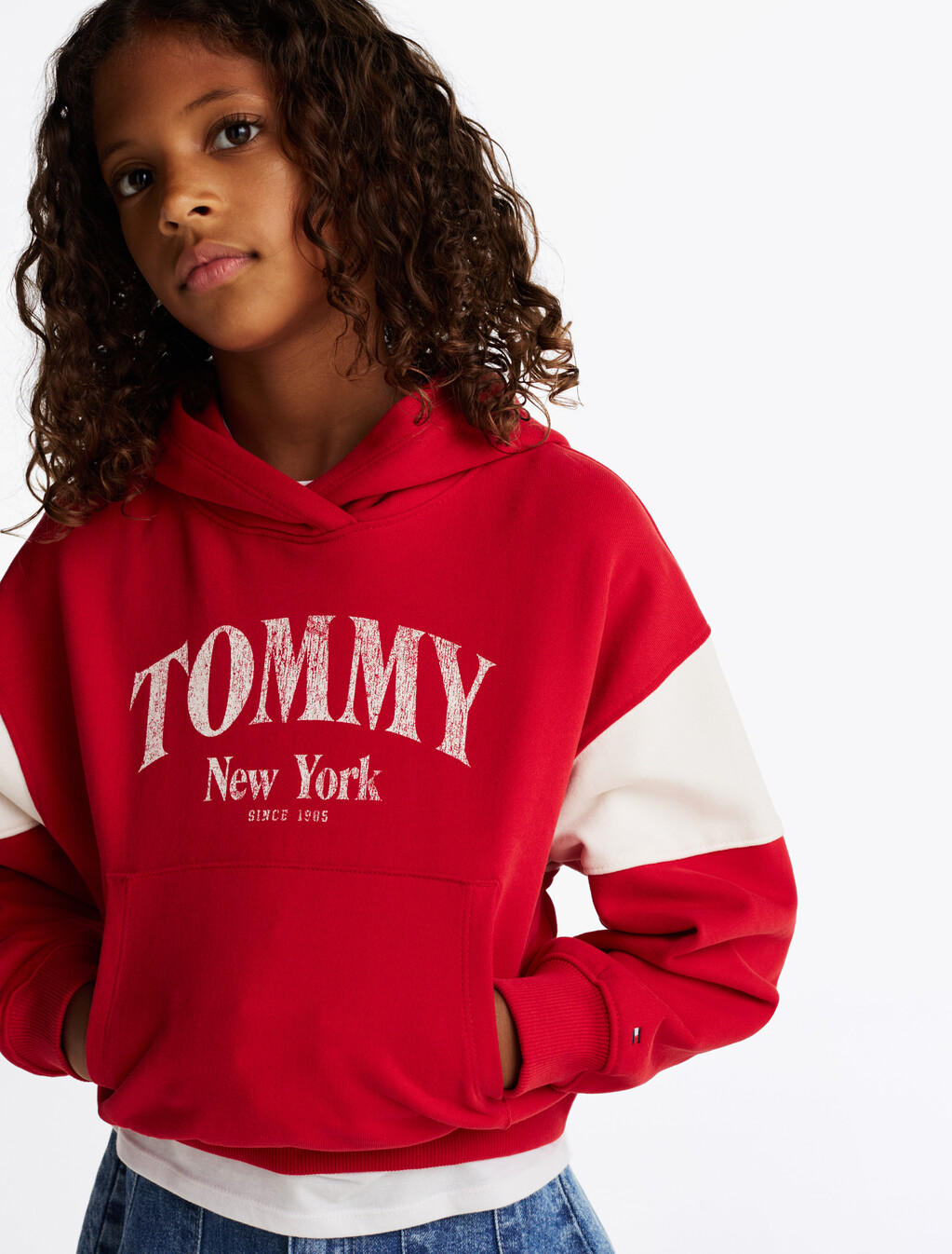 Colour-Blocked Varsity Hoody, Red Hot, hi-res