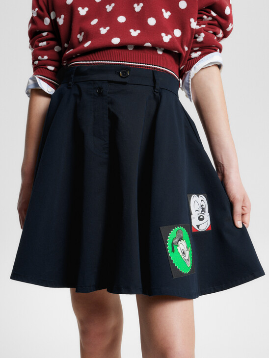DISNEY X TOMMY PATCH FIT AND FLARE CHINO SKIRT