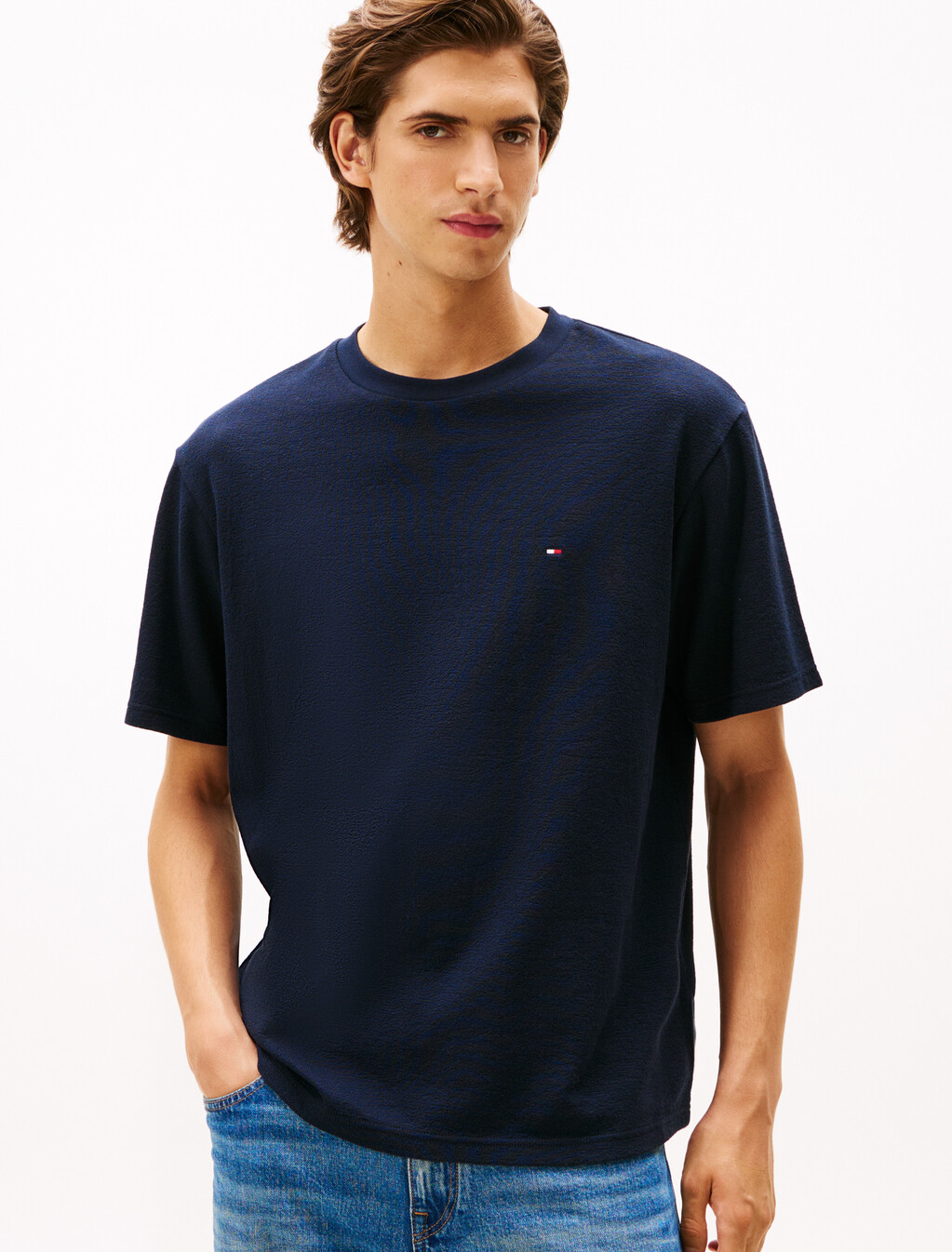 Textured Crepe T-Shirt, Desert Sky, hi-res