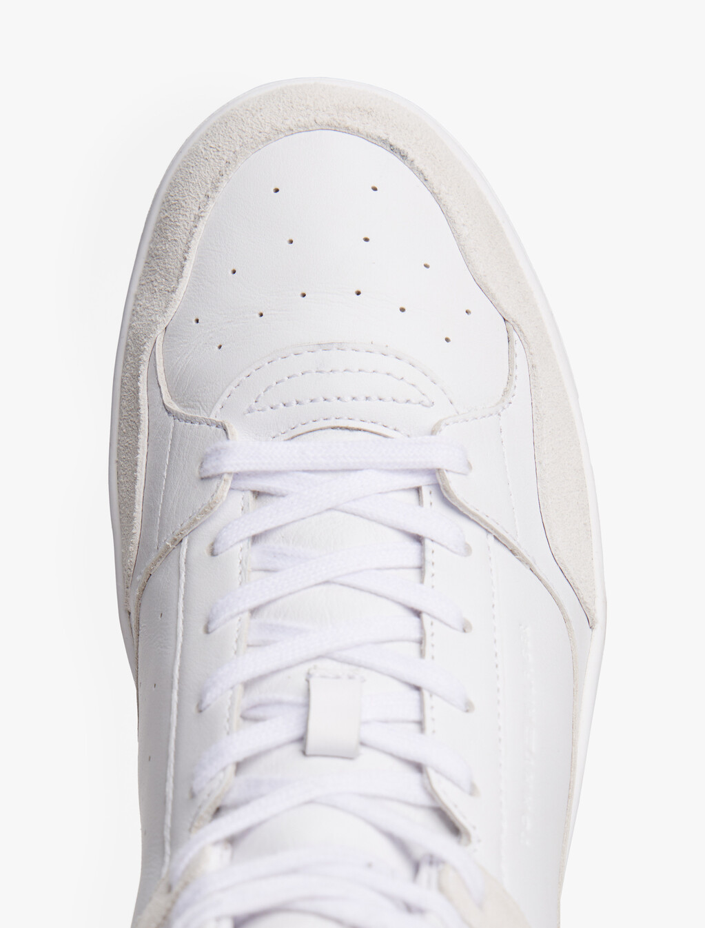 The Runway Collection Leather Mid-Top Basketball Trainers, White, hi-res