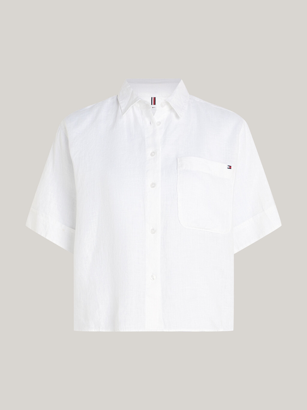 亞麻寬鬆短袖襯衫, Th Optic White, hi-res