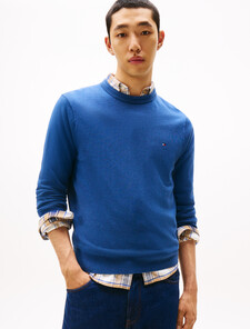 Cotton Silk Cashmere Sweater, Petrol Blue, hi-res