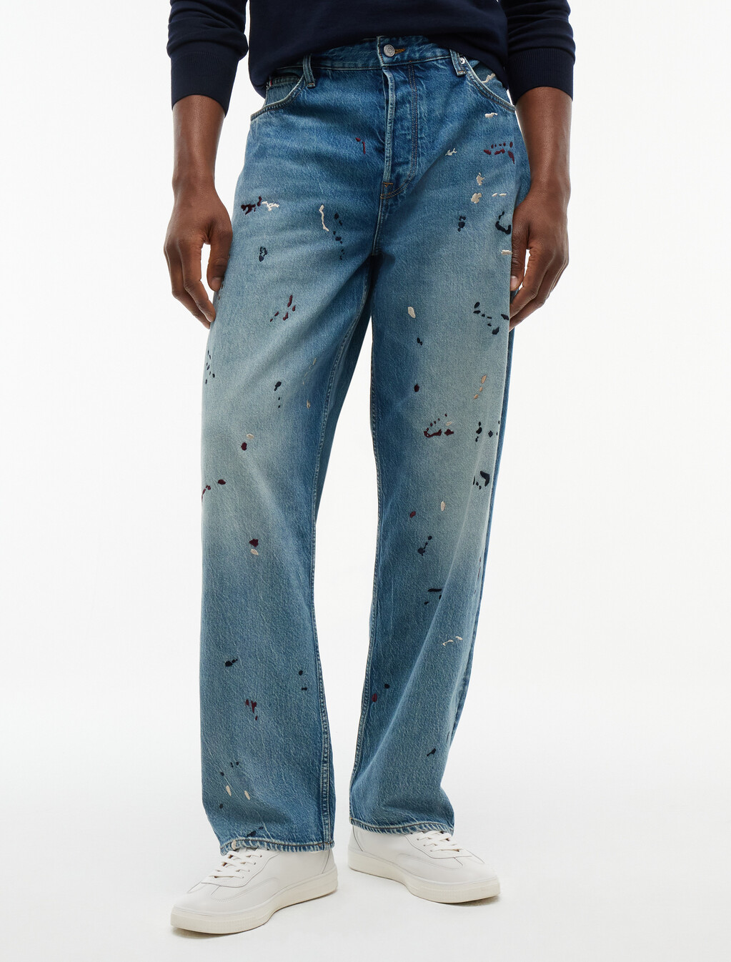 Grand Embroidery Loose Jeans, Keith Indigo, hi-res