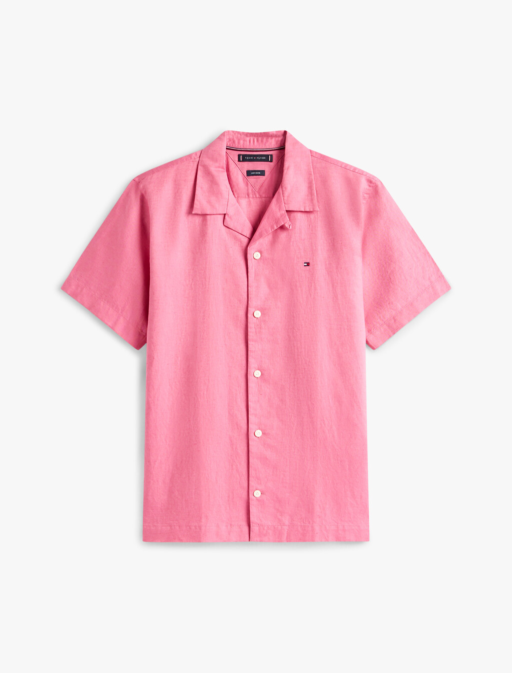 Linen Blend Short Sleeve Shirt, Vintage Rosy, hi-res