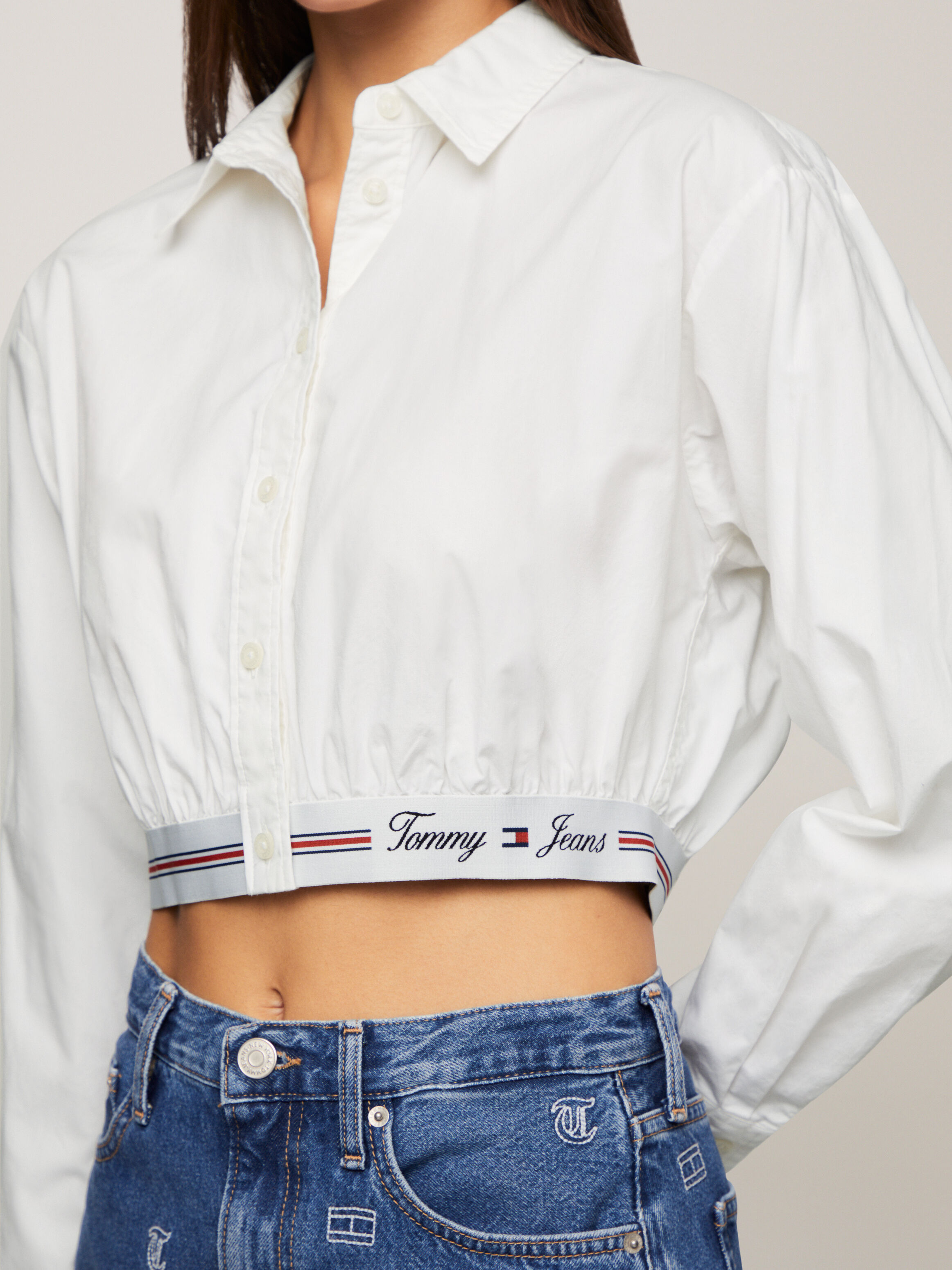 Tommy jeans cropped shirt on sale