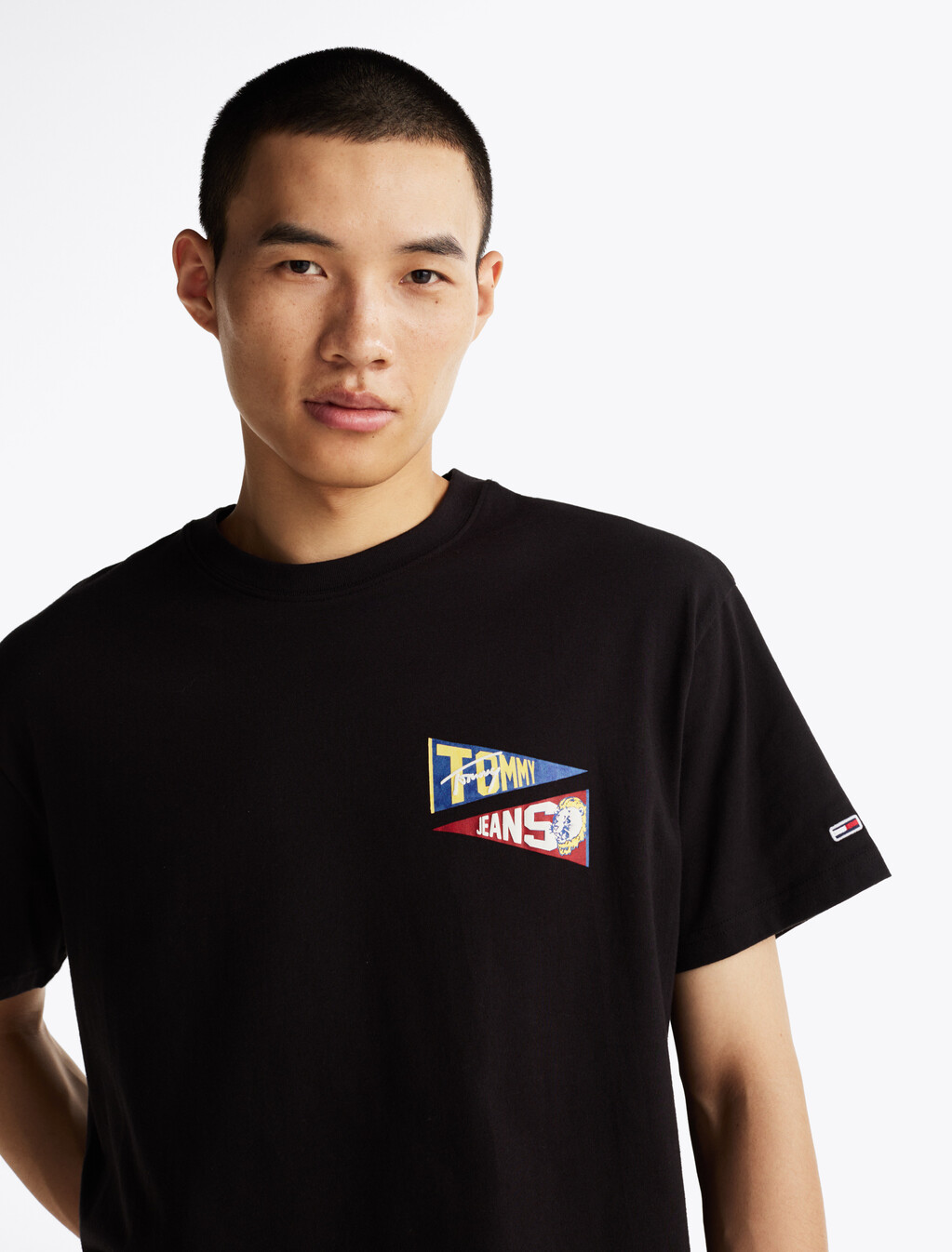 學院風旗幟老虎 T 恤, Black, hi-res
