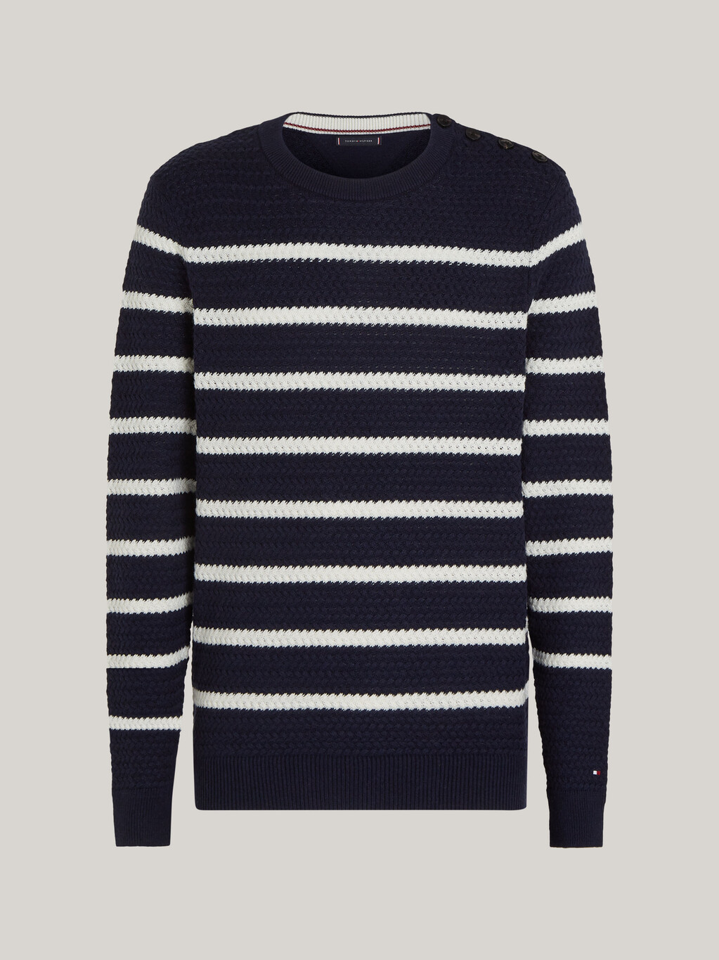 Smart Casual Stripe Wool Blend Jumper, Desert Sky/ Ivory, hi-res