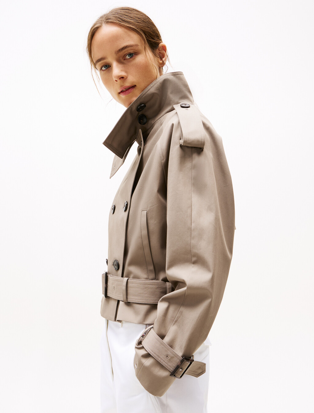 Cropped Trench Coat, Tundra Brown, hi-res
