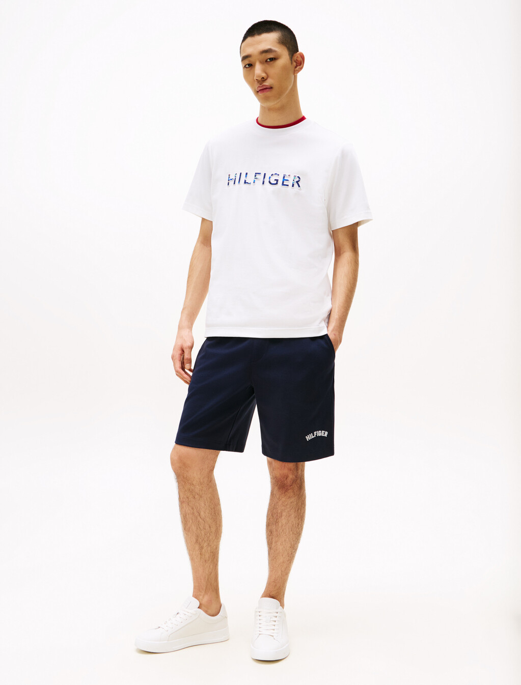 Hilfiger 浮雕標誌 T 恤, White, hi-res