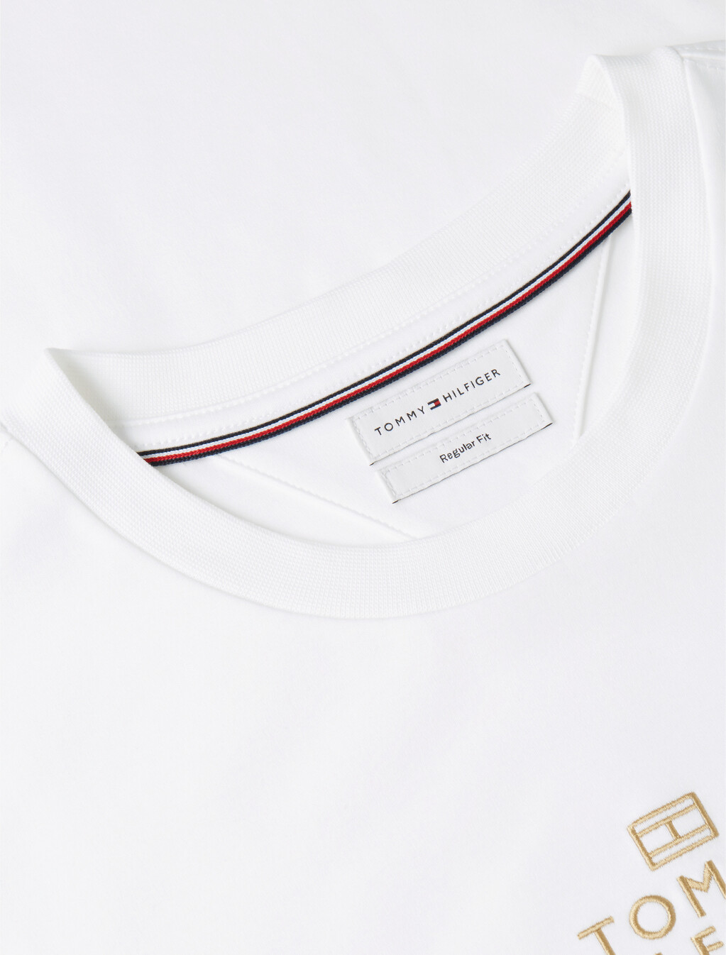 同色調標誌刺繡雙面針織 T 恤, White, hi-res