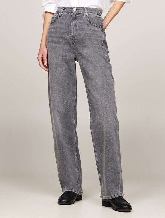 High Rise Relaxed Straight Faded Jeans