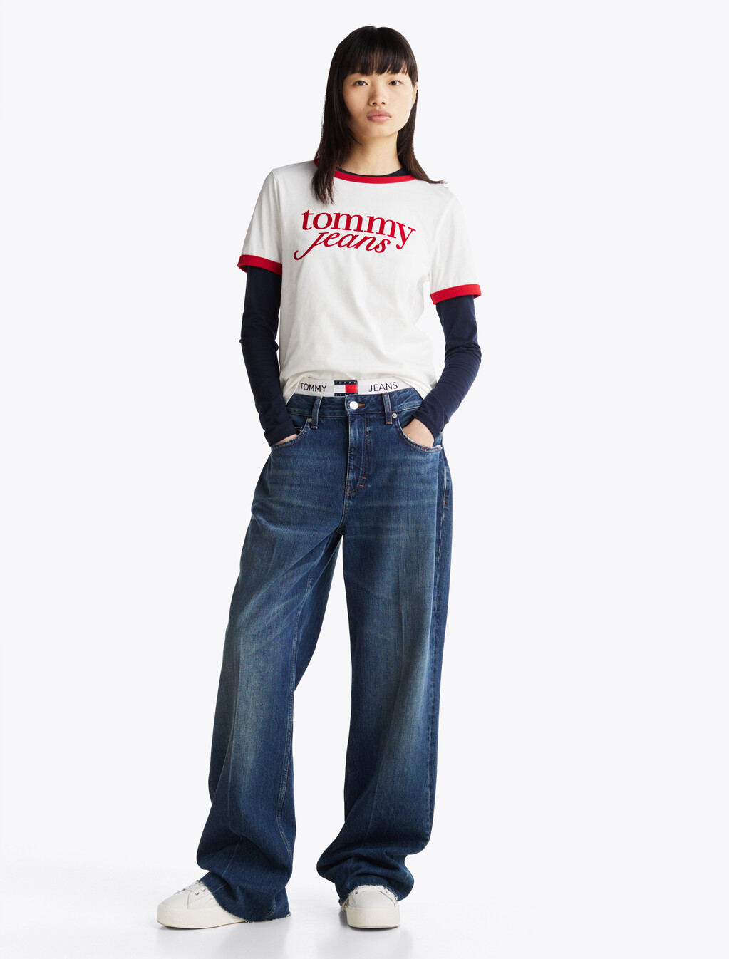 Contrast Logo Relaxed T-Shirt, Ecru, hi-res