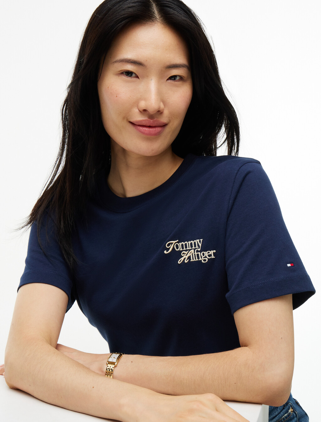 Logo Jersey Crew Neck T-Shirt, Dark Blue, hi-res