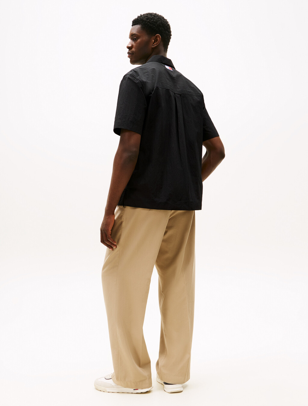 The APXGP Collection Regular Short Sleeve Satin Shirt, Black, hi-res