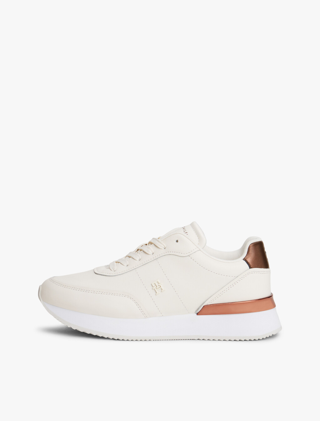 Leather Fine Cleat Chunky Trainers, Ancient White, hi-res