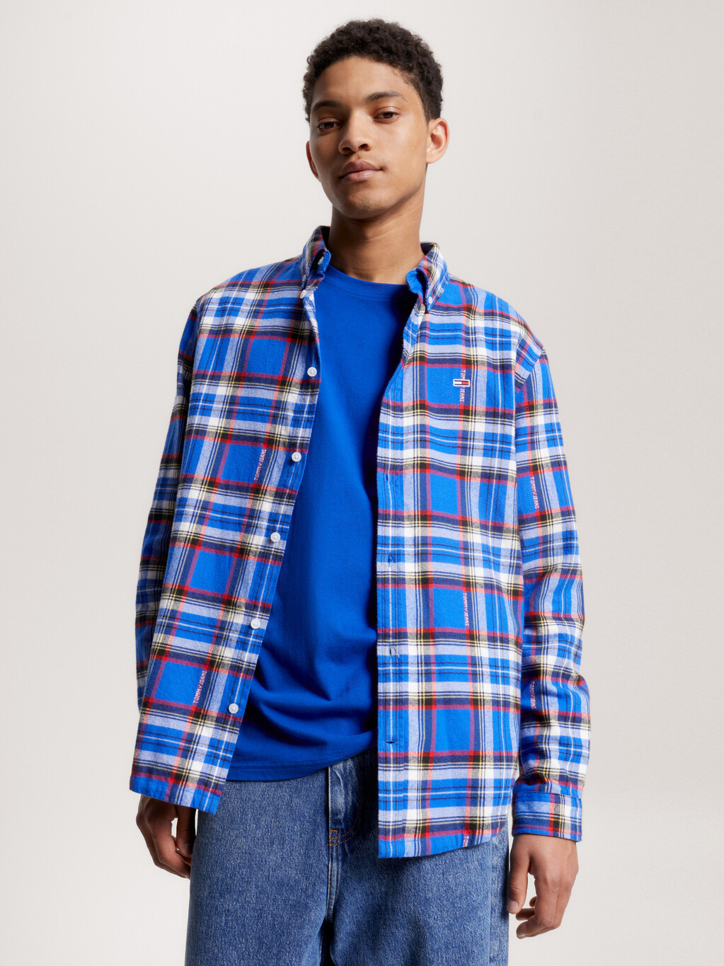 Tartan Check Relaxed Oversized Fit Shirt, Ultra Blue Check, hi-res