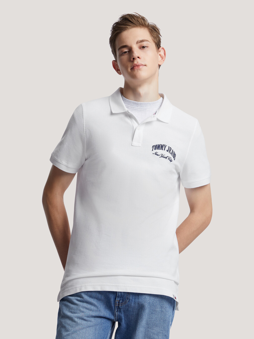 Tommy Jeans NYC Polo 衫, White, hi-res