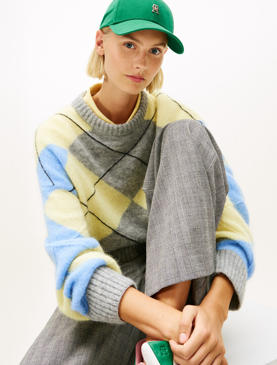 Argyle Oversized Alpaca Blend Jumper