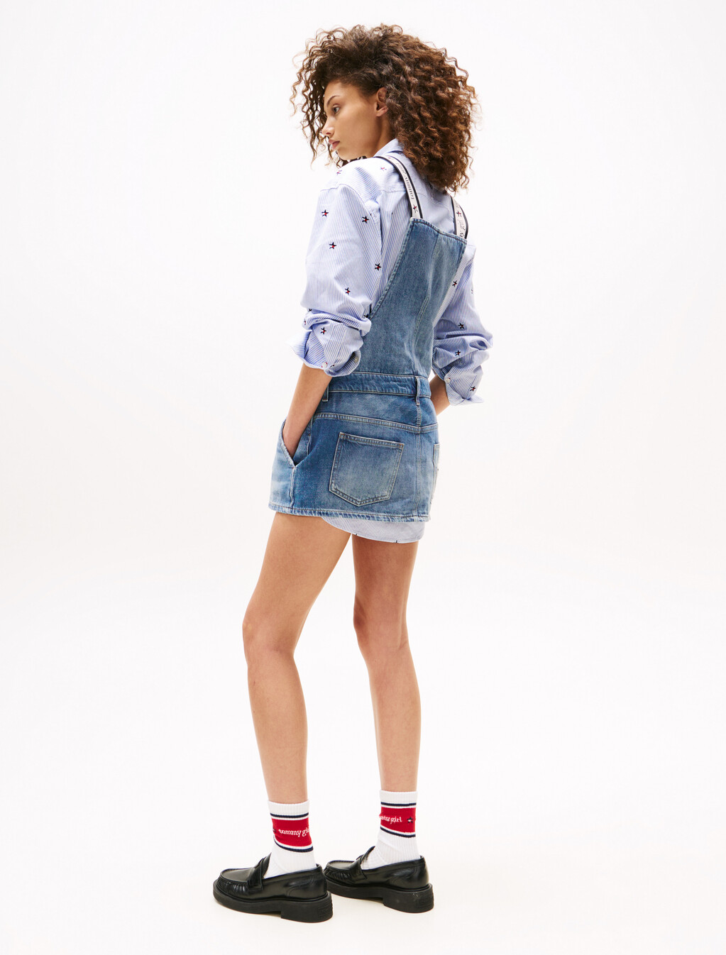 Tommy Girl 迷你牛仔吊帶連身裙, Indigo Wash / Ecru, hi-res