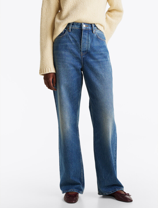 Mid Rise Straight Leg Jeans