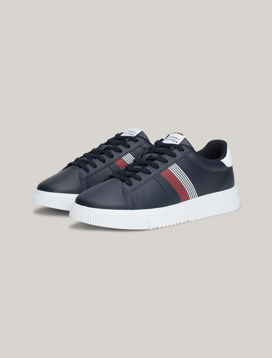 Contrast Heel Leather Trainers