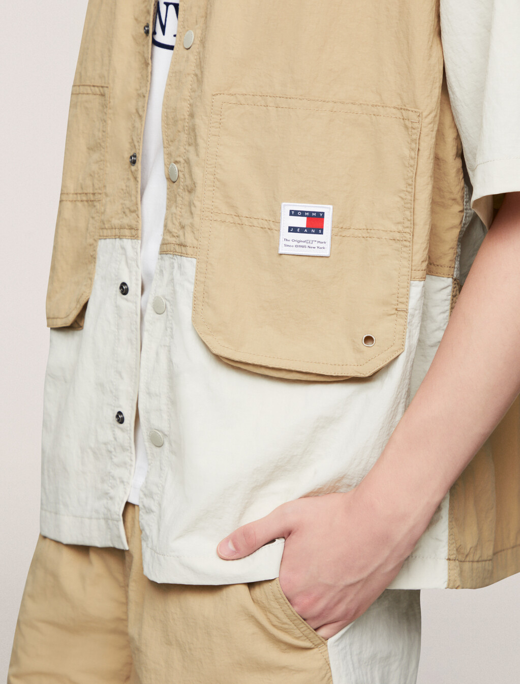 Skate Fit Color Block Shacket, Gentle Gold, hi-res