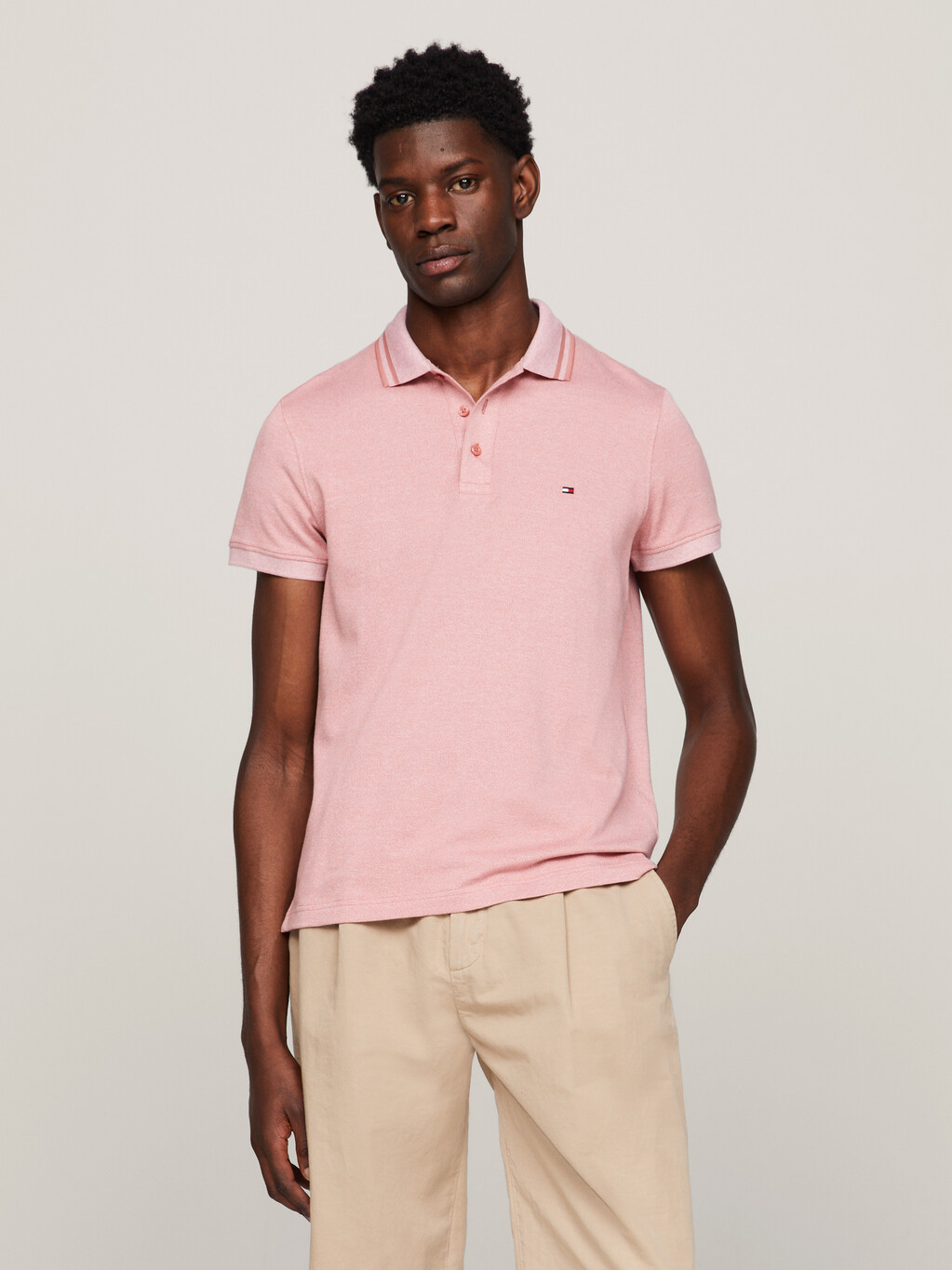 Tipped Collar Slim Fit Polo, Teaberry Blossom / White, hi-res